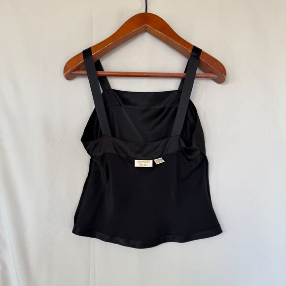 Vintage 80s Victorias Secret Gold Label black 100% Silk Tank Top Camisole Size M - Picture 6 of 9